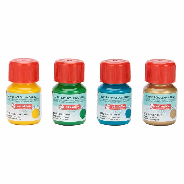 Talens Art Creat.Glas & Porselein Dekkend 4x30ml Groen Goud Gratis Retour