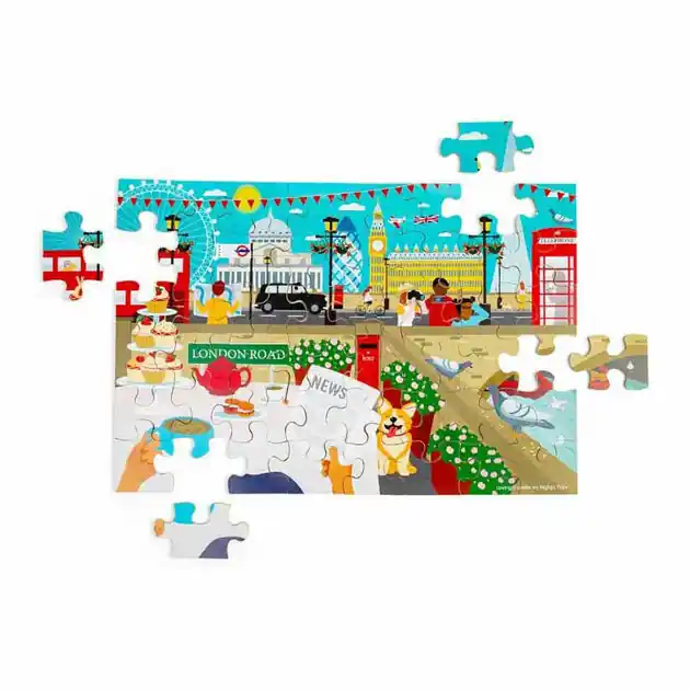 Fabrieksprijs Bigjigs Houten Londen Stad Vloerpuzzel, 48st.