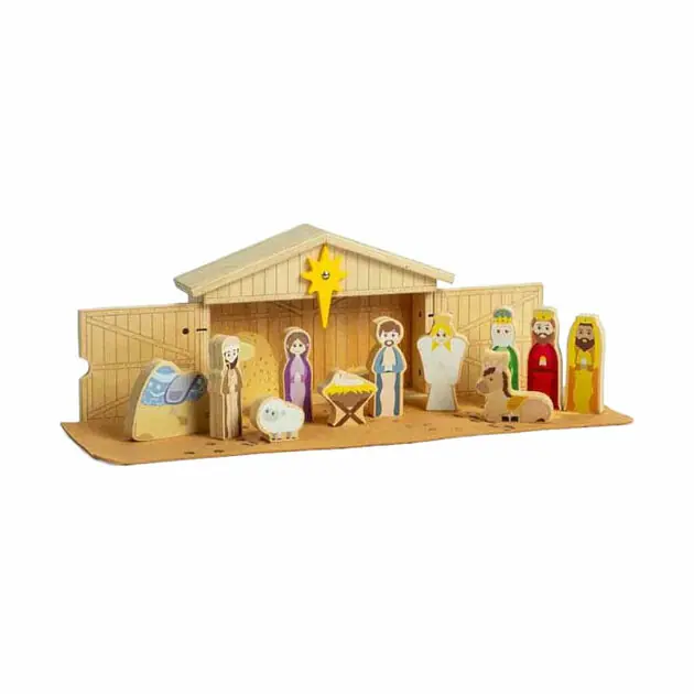 Bigjigs Houten Kerststal Set, 13dlg. Express Levering