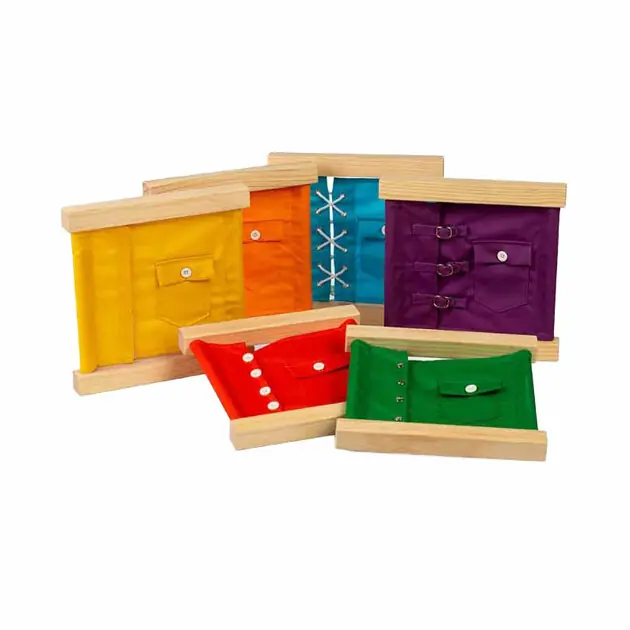 Bigjigs Houten Sluitingen- en Knopenframes, 6dlg. Direct Beschikbaar