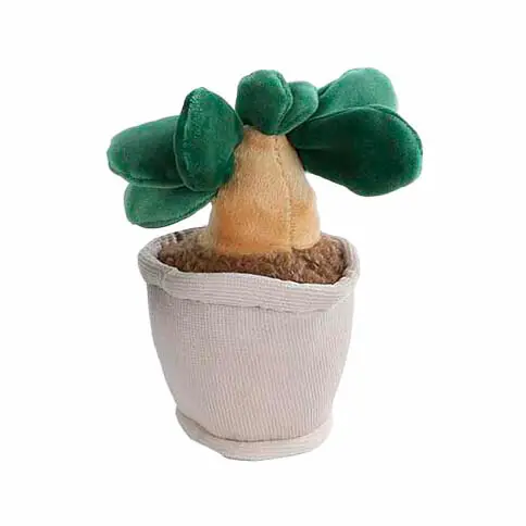 Take Me Home Knuffel Plant Pluche - Lichtgrijze Pot Donkergroen Blad Gecertificeerd