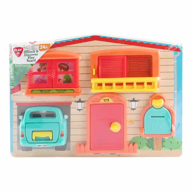 Playgo Ontgrendel en Ontdek Speelbord Hout Huis Koopje