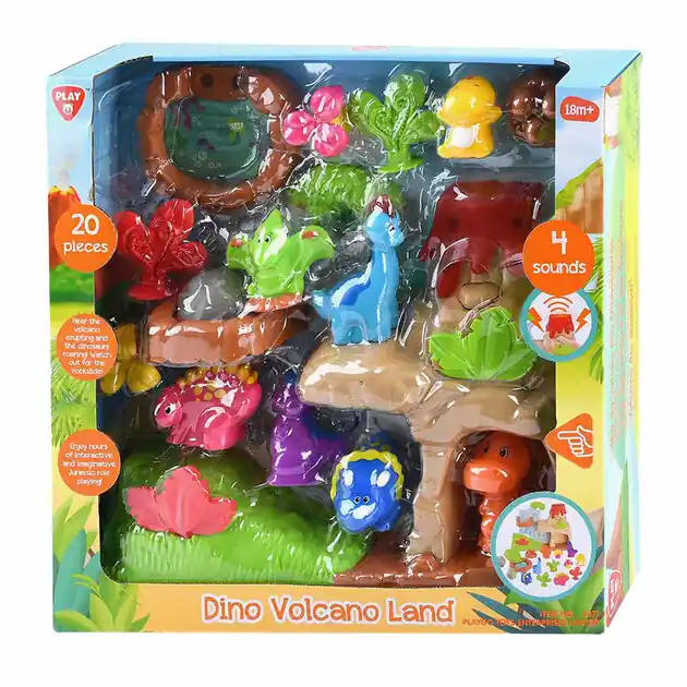 Playgo Dino's met Vulkaan Speelset - 20dlg. Beperkte Voorraad