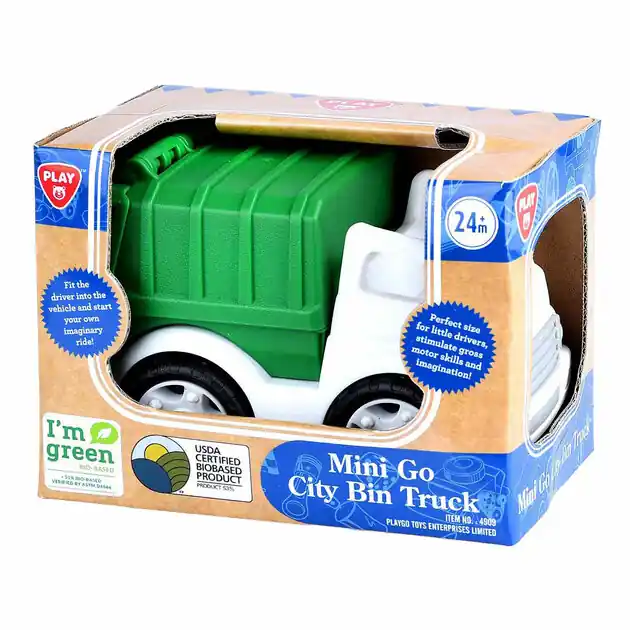 Express Levering Playgo Bio Based Vuilniswagen Wit Groen - 15cm