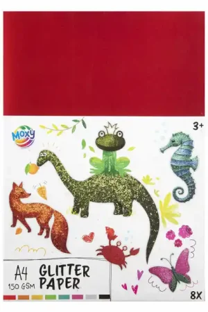 Glitter Papier A4, 8 Vellen en 8 Kleuren Direct Verzonden