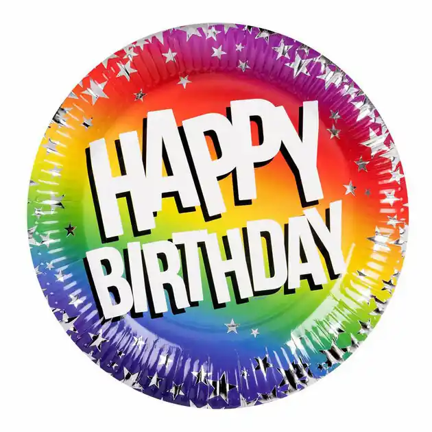 Goedkoop Papieren borden Happy Birthday 23cm, 10st.