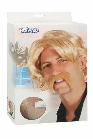 Aanbieding Blonde Pruik met Snor