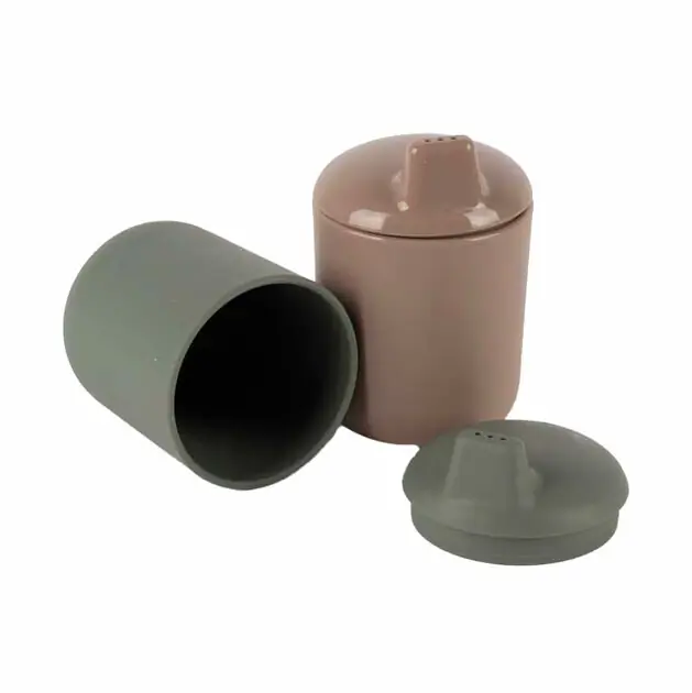 Koop Vandaag Dantoy Anti-knoei Drinkbekers Mokka/Olijfgroen, 2dlg.