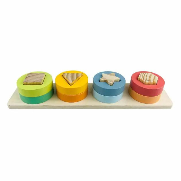 Houten Stapelpuzzel met Vormen, 9dlg. Koopje