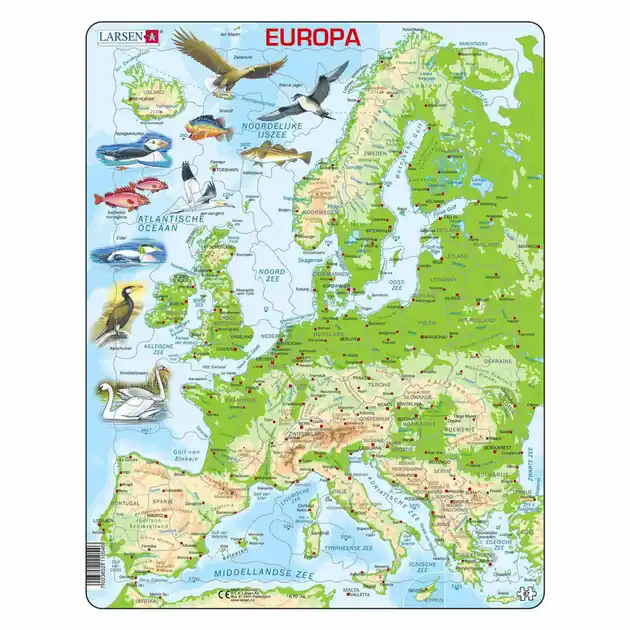 Koop Vandaag Larsen Legpuzzel Kaart Europa - Geografisch met Dieren, 87st.
