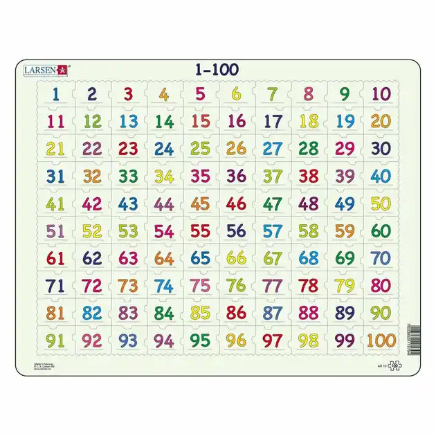 Seizoensaanbieding Larsen Legpuzzel Leren Rekenen Getallen 1-100, 100st.