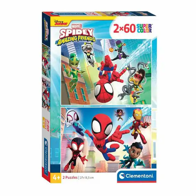 Clementoni Legpuzzel Super Color Spidey and His Amazing Friends 2x60st. Koop Vandaag