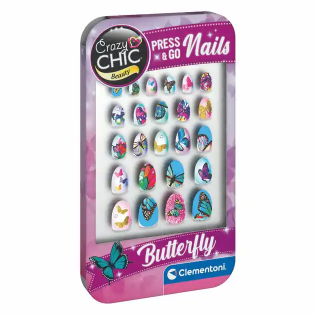Clementoni Crazy Chic Press & Go Nagels - Vlinders Finale Uitverkoop