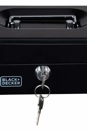 Betrouwbaar Black+Decker Geldkistje Zwart met Sleutel, 6 Vakken