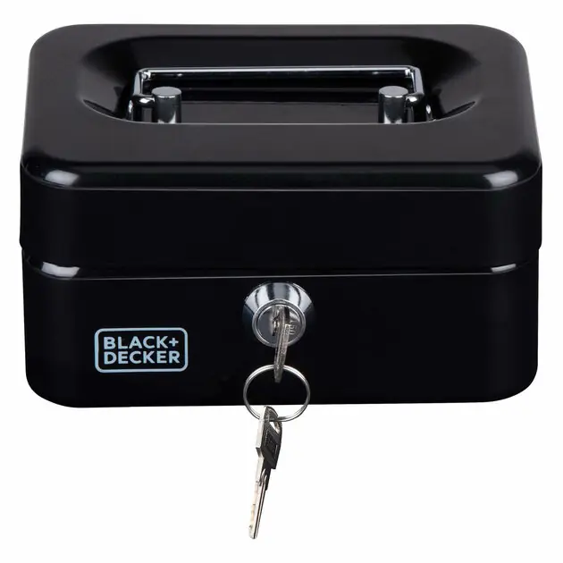 Betrouwbaar Black+Decker Geldkistje Zwart met Sleutel, 6 Vakken