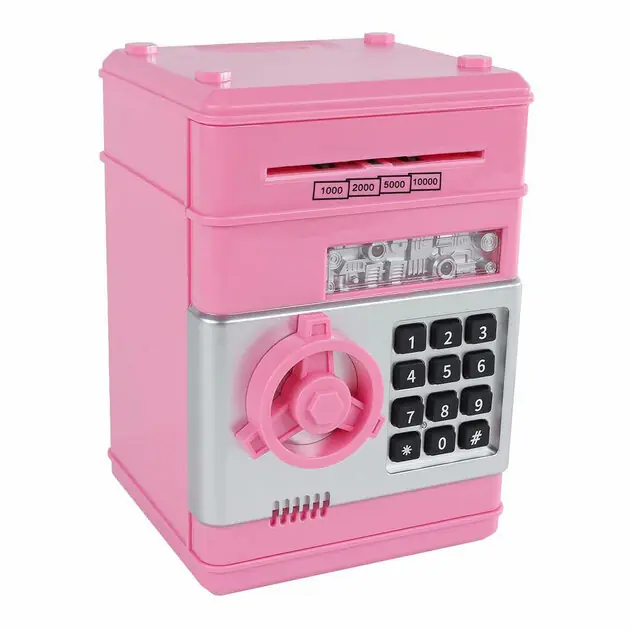 Geldkluis met Geheime Code Roze, 19,5cm Express Levering