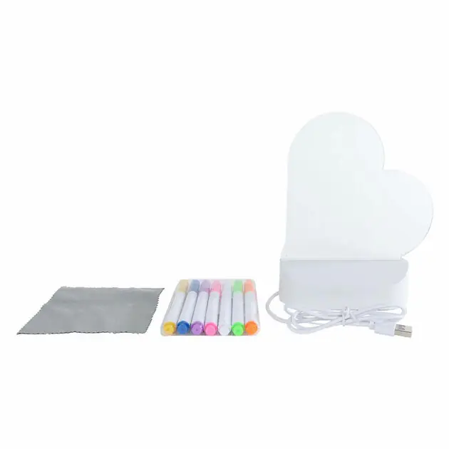 Op = Op Glamour Lichtbord Hart met USB-aansluiting en 7 Stiften