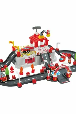 Merkproduct Ecoiffier Abrick Bouwset - Brandweer Speelton met Deksel als Speelbasis - Accessoires voor Mini-Stad - Vanaf 18 mnd - 117 dlg.