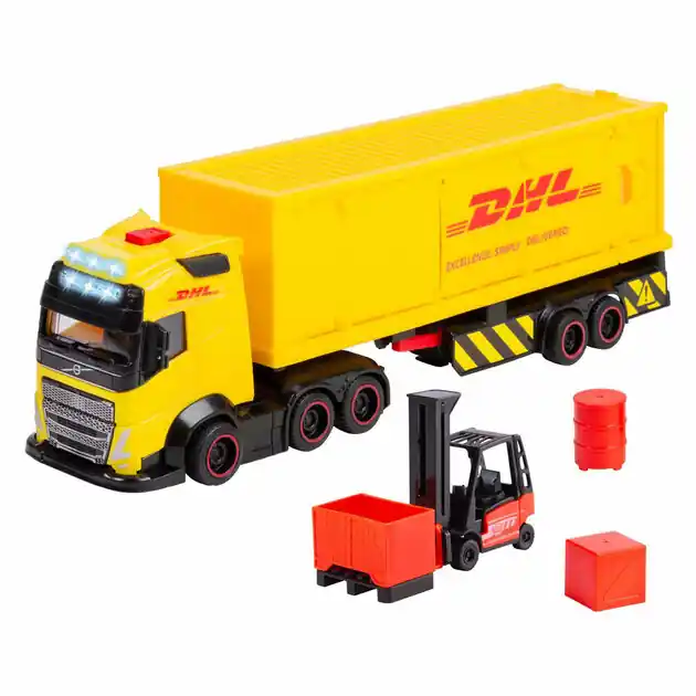 Direct Verzonden Dickie DHL Set met Vrachtwagen en Vorkheftruck