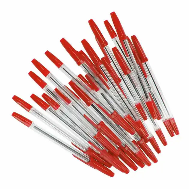 Balpen met Dop Rood, 50st. Direct Beschikbaar