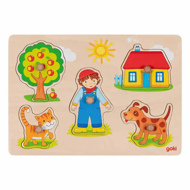 Goki Houten Noppenpuzzel, 5st. Lage Kosten