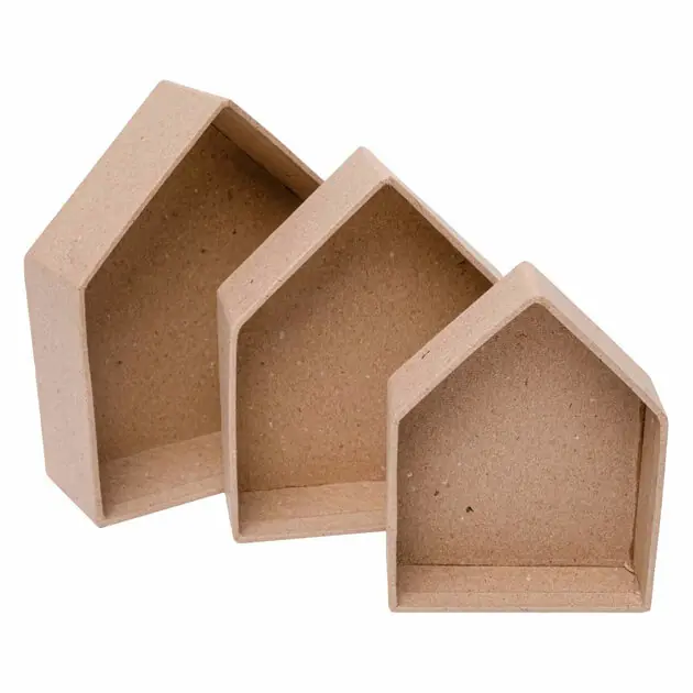 Colorations - Papier-mache Huisjes, 3st. Dagaanbieding