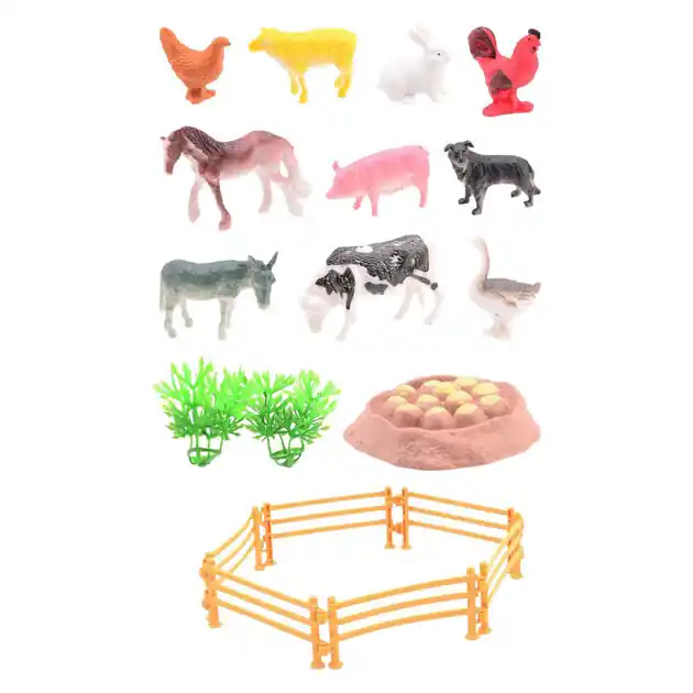 Populair Animal World - Boerderij Dieren Speelset, 19dlg.