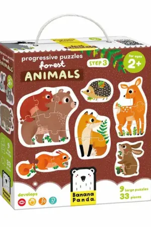 Merkproduct Banana Panda - Oplopende Puzzels Bosdieren - 33st.