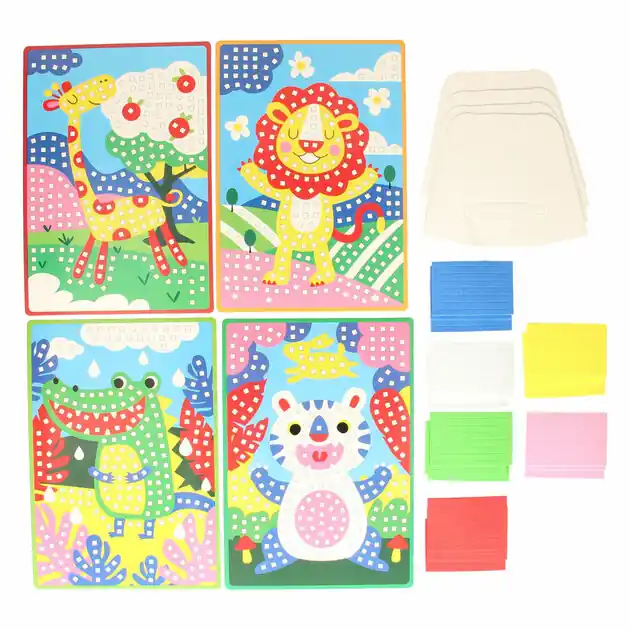 Mozaïek Collage Wilde Dieren Knutselset Flitsaanbieding