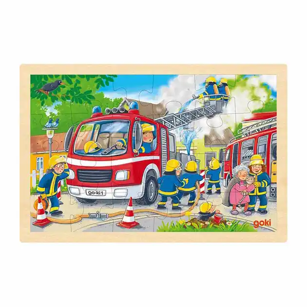 Fabrieksprijs Goki Houten Legpuzzel Brandweer, 24st.