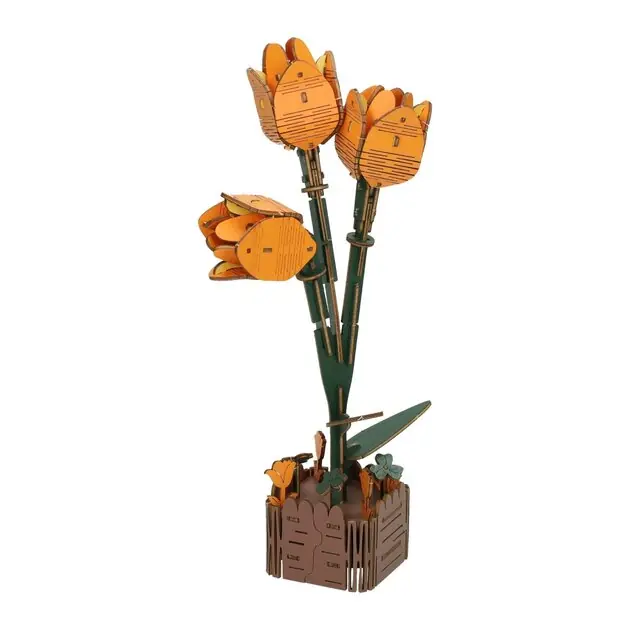 Superprijs Houten 3D Bouwpakket Tulpen - 60dlg.