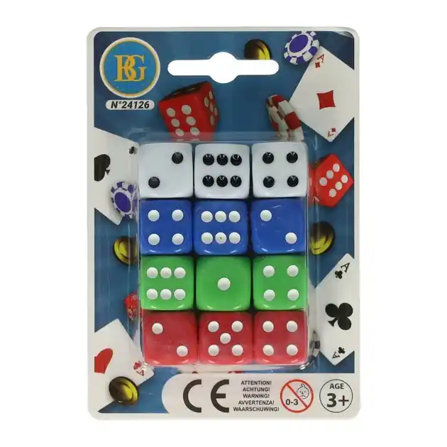 Bestseller Klassieke Dobbelstenen Kleur, 12st.