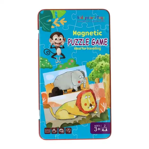 Magnetische Reisspel in Blik Dieren Puzzels, 18st. Merkproduct