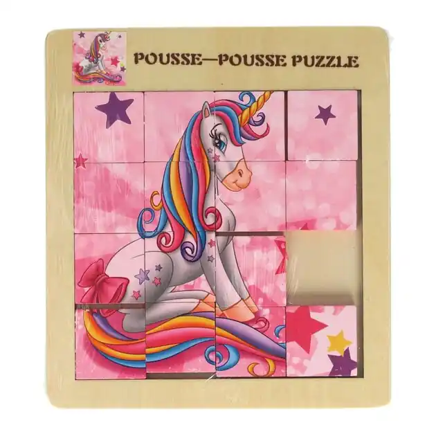 Nieuw Houten Schuifpuzzel Eenhoorn, 15st.