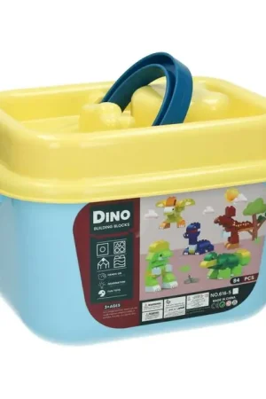 Blokjes Bouwset Dino in Opbergbox - 84dlg. Direct Beschikbaar