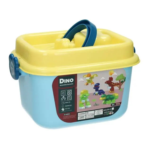 Blokjes Bouwset Dino in Opbergbox - 84dlg. Direct Beschikbaar