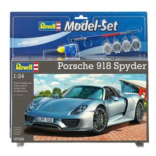Hoge Kwaliteit Revell Model Set - Porsche 918 Spyder - Incl. Basiskleuren Verf