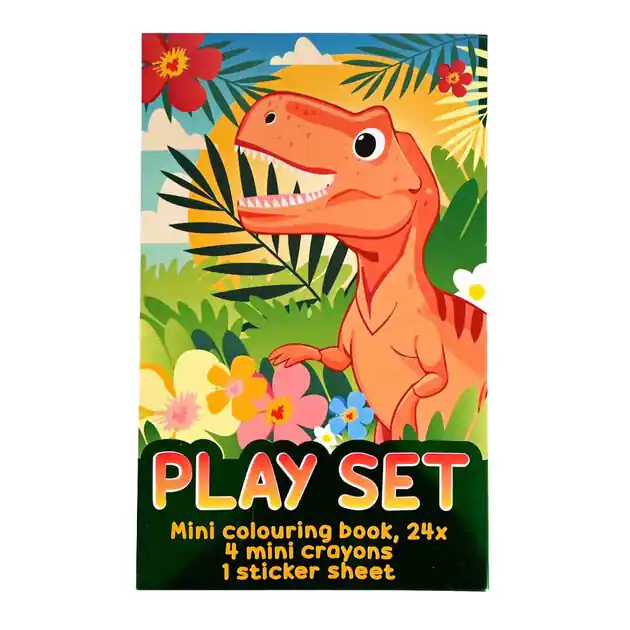Goedkoop Traktatiesetje - Kleurboekje, Waskrijtjes en Stickervel - Dino
