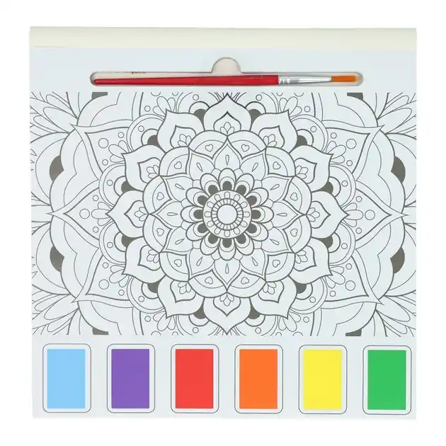 Waterverfkleurblok Volwassenen - Mandala's - incl Penseel en 6 kleuren waterverf Snelle Levering