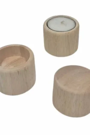 Direct Verzonden Houten Waxinelichthouder Rond Staand