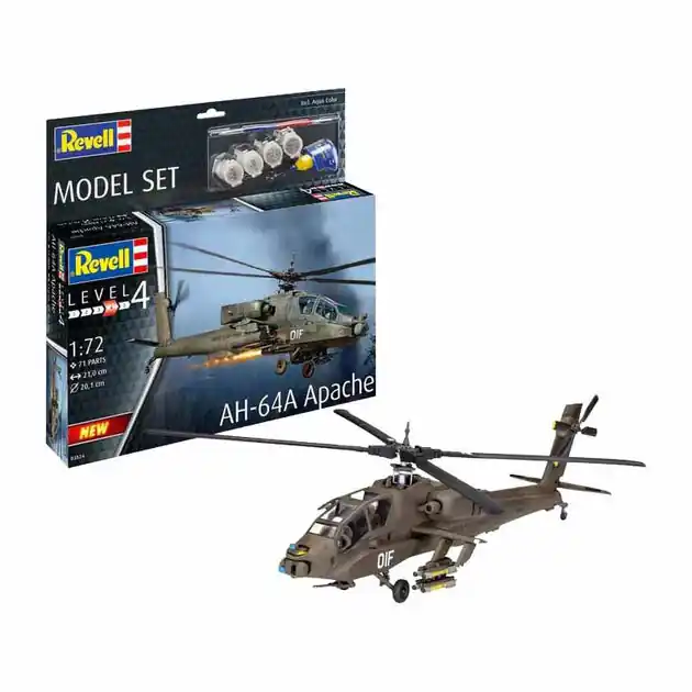 Premium Revell Modelbouwpakket - AH-64A Apache 1:72 - 71dlg. - Incl. Basiskleuren Verf