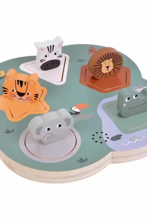 Small Foot - Houten 3D Dierengeluiden Puzzel Safari Dagaanbieding