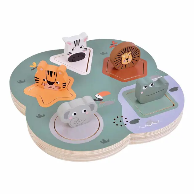 Small Foot - Houten 3D Dierengeluiden Puzzel Safari Dagaanbieding