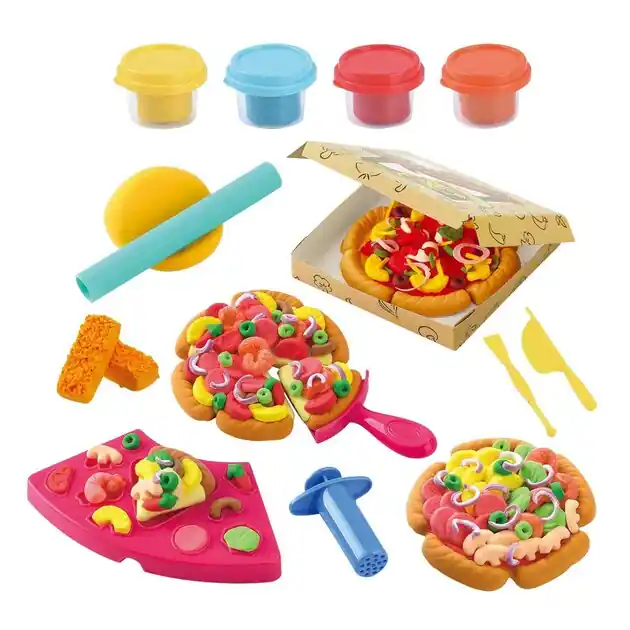 Hete Deal Playgo Pizza Kleiset - 4 Kleipotjes