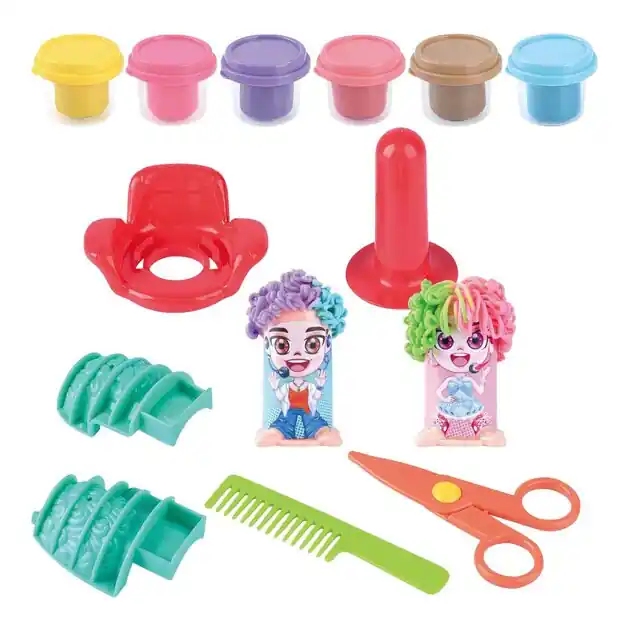 Seizoensaanbieding Playgo Kapper Kleiset - 6 Kleipotjes