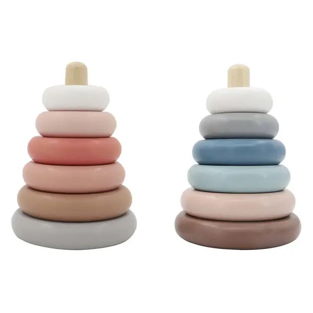 Hoge Kwaliteit Houten Stapeltoren Pastel, 6dlg.