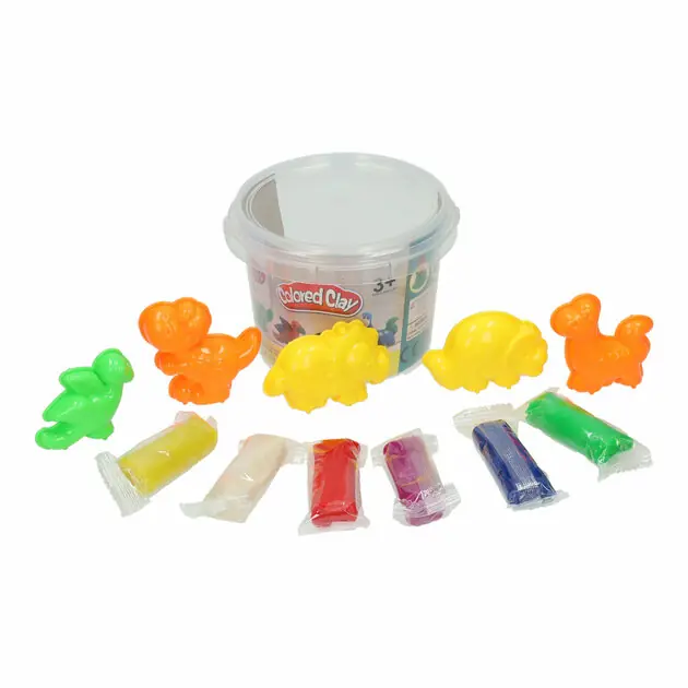 Populair Kleiset in Opbergbox Dino Vormen - 6 Kleuren Klei