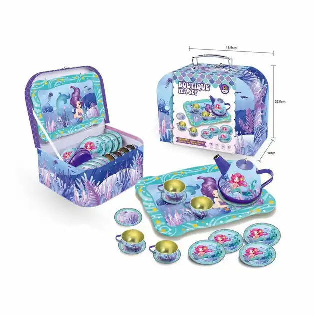 Mermaid Theeservies in Picknickkoffer Lage Kosten