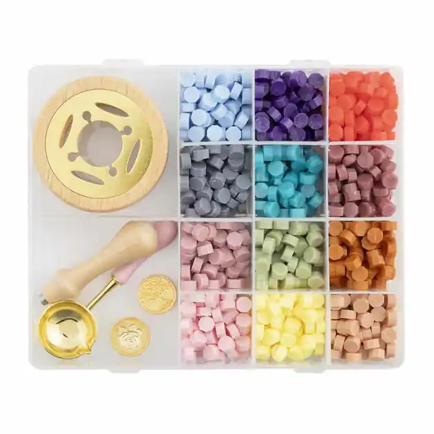 Lakzegel Set - incl. 12 Kleuren, 2 Stempels & Lepel Must-Have