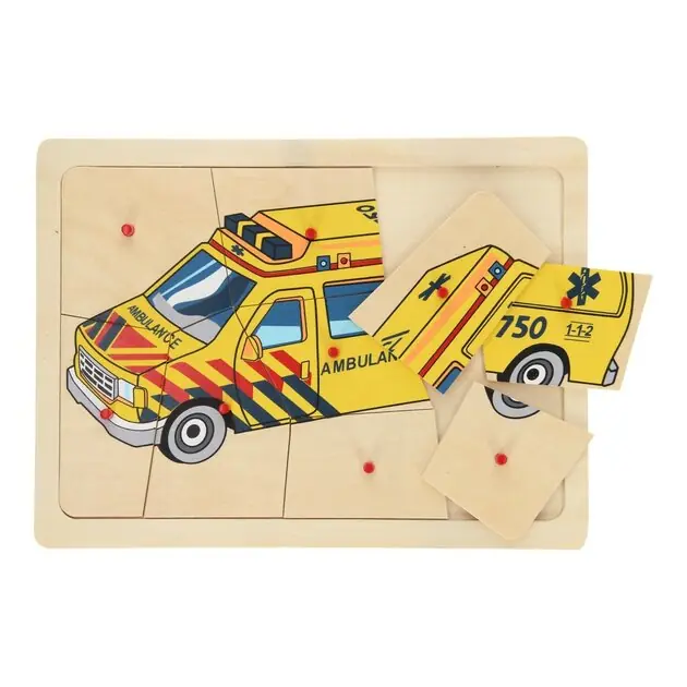 Houten Noppenpuzzel Ambulance, 9st. Must-Have